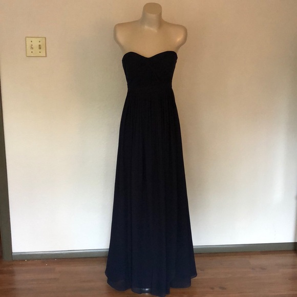 Jenny Yoo Dresses & Skirts - Navy strapless chiffon floor length dress Jenny Yoo Dresses & Skirts - Navy strapless chiffon floor length dress